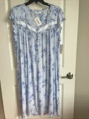 Eileen West womens modal spandex blue floral cap sleeve nightgown Size XL NWT