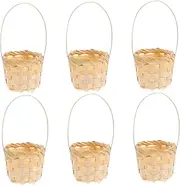 Toddmomy 6pcs Mini Bamboo Wicker Baskets Hand Woven Little Baskets for Storage Dollhouse Miniature for Flowers