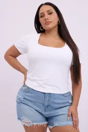 White Supersoft Top Short Sleeve Scoop Neck