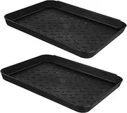 2 Pcs Plastic Boot Tray with Raised Edge Multi Purpose Shoe Mat for Entryway and Indoor Use Easy to Clean Non Slip Durable Design for Wet Shoes and Pets