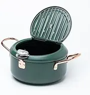 Japanese Tempura Deep Fryer Pot with Fahrenheit Thermometer- Nonstick Carbon Steel Oil Fryer, Fried Tempura/Chicken/Fish/Shrimp, Easy Clean 8.2 inch
