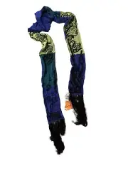 Vintage ETRO MILANO Women Silk Scarf Multicolored Pattern With Tassels - Italy