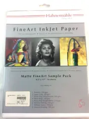 HAHNEMUHLE Matte Fine Art Paper Sample Pack, 8.5 X 11 Textured 16 Sheets ~ New
