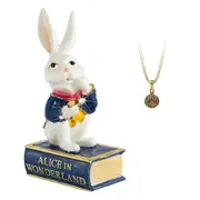 Secrets from Hidden Treasures Collectible Trinket Box with Necklace Alice in Wonderland - White Rabbit, Artisanau HT1082