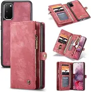 Kowauri Galaxy S20 FE 5G Wallet Case,Zipper Purse Leather Shockproof TPU Bumper Detachable Magnetic Flip Case with Card Slots Stand Holder Wallet Case for Samsung Galaxy S20 Fan Edition 5G (Red)