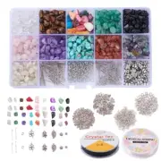 NATURAL GEMSTONE CHIP BEADS FINDINGS JEWELRY KIT BRACELET EARRINGS DIY 01-60