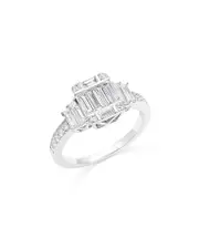 Bloomingdale's Fine Collection Diamond Baguette Cluster Ring in 14K White Gold, 0.95 tcw