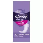 Always Discreet Liner Long Level 4 20 Pack for Bladder Leaks