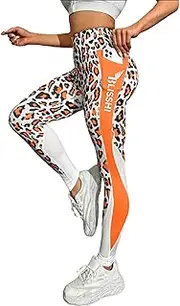 [BLISSHI] Leopard Print High-Waisted Yoga Leggings with Pockets, Tummy Control Running and Workout Pants for Women