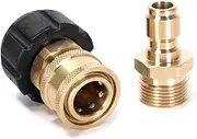 2PCS High Pressure Washer Adapter Set (M22-15mm Inner Diameter to 3/8 Female Head+M22-15mm Inner Diameter to 3/8 Male Head) for Connecting Universal Guns, Hoses, and Pumps, 5000PSI