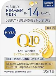 NIVEA Q10 Anti-Wrinkle Nourishing Day Cream SPF 15 50ml | Anti-Ageing Face Moisturiser | With Q10 & Argan Oil | Lasting 24-Hour Nourishment | Firms Skin | Reduces Signs of Aging