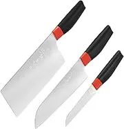 SHI BA ZI ZUO 3PCS Kitchen Knife Set,Professional Santoku Knife Utility Knife Fruit Knife Meat Cleaver Knife,with Ergonomic Design Handle