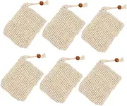 NULYLU 6 Pack Soap Saver Handmade Pouch for Handmade Soap Household Soap Pouch Easy Closure Quick Dry Beige