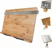 X-Large 16" x 12" Bamboo Laptop/Book/Music Stand Tray Height Adjustable Foldable