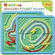 Sensory Activity Board for Kids & Adults:Double-Sided Stress Relif Sensory Board Toys with 20 Strings & Storage Bag | Calming Down Fidget Board for ADHD & Autism Boys Girls (Green)
