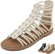 [Generic] Soft Leather Roman Sandals Women 2024 Summer New Soft Sole Outwear Fisherman Strappy Thongs Open Toe Back Zip Beach Shoes