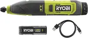 RYOBI 4V USB-LITHIUM Battery Carver RPC4-120G Includes 1 x 4V 2.0Ah Battery and USB-C Charging Cable