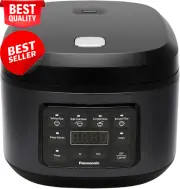 10-Cup Rice Cooker, LED Display, Touch Control, Quick Cook, Keep Warm, Black.