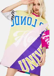 [Jaded London] Spliced Mash Up Print Oversized T-Shirt Dress