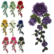 2Pcs Rose Flower Embroidered Patches Iron Sew On Clothes Embroidery Appliques