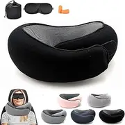 Chulovs 2024 Memory Foam Neck Pillow 360 Degree Neck Support Travel Pillows for Airplanes and Long Flight Travel Neck Pillow (Black)