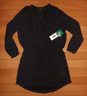 NWT Womens HILARY RADLEY Long Sleeve Printed Black White Blouse Sz XS