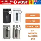 4PCS 1000ML Stainless Window Storage Canister Spice Jar Herb Condiment Container