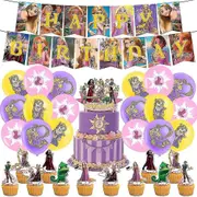 Unbrand Tangled Rapunzel Princess Theme Birthday Party Decoration Supplies Banner Balloons Cake Cupcake Toppers Set