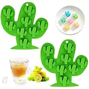 2Pcs Mini Cactus Ice Cube Tray, Cacti Silicone Molds Set for Chocolate Candy Ca
