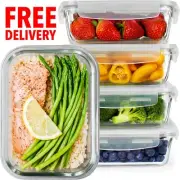 Glass Meal Prep Containers - 5 Pack Glass Storage Containers with Lids Airtight