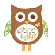 "Whoooo Loves You Baby?" Adorable OWL Balloon 27" Mylar Balloon