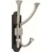 Classic Arched Oversized Double Coat Hook Cocoa Bronze and Satin Nickel