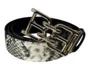 Bally 6302282 Mirror B Reversible Snake Embossed Roccia/Black Belt EU120/US47