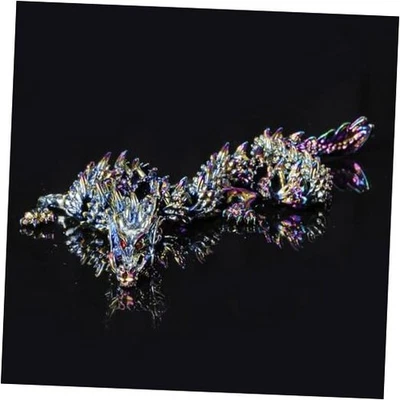 Metal 3D Printed Articulated Chinese Dragon Figurine Statue Bookshelf Decor 9