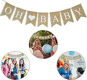 Elegant Oh Baby Sign for Baby Shower Decorations - Natural Burlap Baby Announcement Sign - Pre-Strung Baby Shower Banner for Boy, Girl - Cute Oh Baby Sign for Backdrop - Versatile Baby Nursery Décor