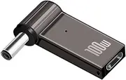 100W PD Charge Converter, Type C Female to Male 4.5x3.0mm Aluminum Alloy Shell Fast Charging Adapter for HP Laptop