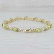11.30Ct Oval Cut Simulated Peridot & Bracelet 925 Silver Gold Plated