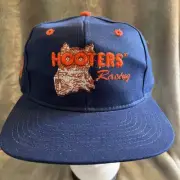 Vintage Hooters Resturant Racing Hat Blue/Orange Snapback Cap Checkered Flag NEW