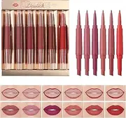 Double Head Matte Lipstick Lip Liner Set, Matte Lip Stains Lipliners Pencil Set | Waterproof Makeup Stain Kit for Dating Travel Outdoor Shopping Trip Vacation