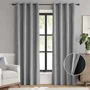 JINCHAN Blackout Curtain for Living Room Thermal Insulated Room Darkening Grommet Top Window Drape Bedroom Eyelet Curtain 1 Panel, Each W137cmxD213cm Charcoal