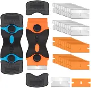 2 Razor Scraper Tool w 20 Plastic Blades & 20P Metal Blades Paint Glass Decals