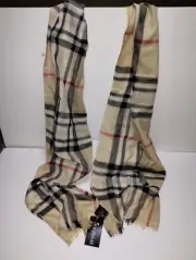 V Fraas Plaid Scarf Brown Black White Red 24"X80" RN 66349 Camel 490790 NWT