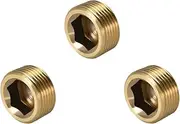 1/4" NPT Plug Brass Pipe Fitting, Counter sunk Thread Internal Hex Head Style Male Pipe (Pack of 3)