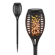 Solar-Powered Water Resistant 12 LED Flickering Torch Flame Outdoor Pathway Decorative Light
