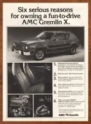1978 AMC Gremlin X Vintage Print Ad/Poster Retro 70s Car Man Cave Bar Pop Art