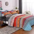 BEAUTIFUL BOHO TROPICAL TEAL BLUE RED WHITE ORANGE SOUTHWEST BOHEMIAN QUILT SET