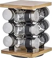 Davis & Waddell Romano Spice Jar Set with Rack 12pce, Natural/clear/silver, DES0303