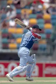 Steve Rhodes batting for England during the Benson and Hedges- Old Cricket Photo
