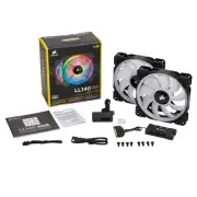 O-Corsair LL140 140mm Dual Light RGB LED PWM Fan 2 Fan Pack with Lighting Nod...