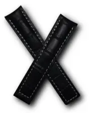 20/18mm BLACK/WHITE CROCODILE STYLE LEATHER WATCH STRAP to fit TAG HEUER CARRERA
